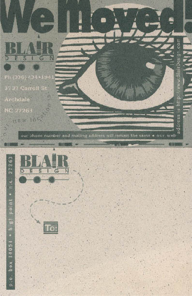 Blair Design "We Moved" Postcard (Front & Back)